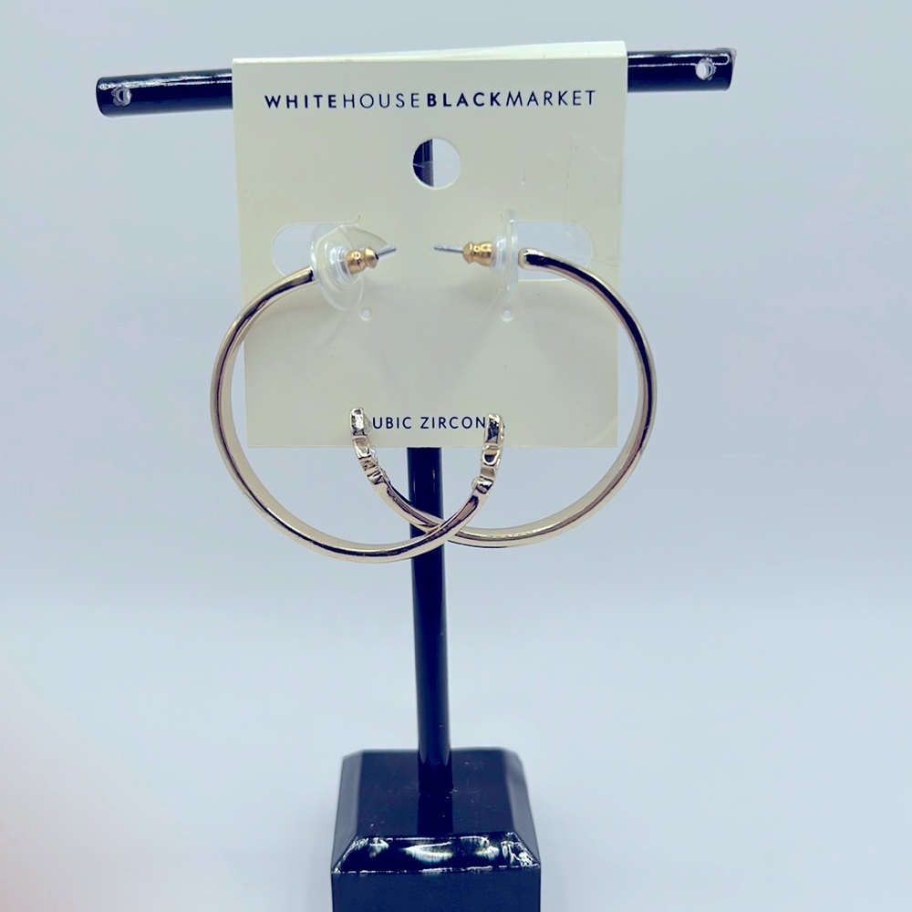 White House Black Market Gold Tone Hoop Earrings NWT